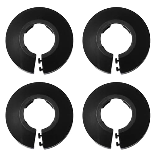 4 Stück Rohrabdeckung, PP Kunststoff Schwarz Escutcheon Platte Wasserleitung Drain Line Abdeckung für Heizkörper, Wand Rohr Rohr Dekoration (32#) von SEIWEI