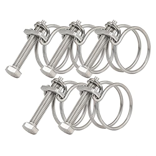 Doppeldraht-Schlauchschellen, verstellbar, 201 Edelstahl, Schlauchschellen, Doppeldraht, Teichschlauchschellen, Befestigung für Rohrleitungen, 36–40 mm, 5 Stück von SEIWEI