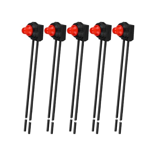 5 Stück Wasserdichte Drucktastenschalter, Mini Momentandrucktasten mit Vorgelöteten Drähten für Autotrompete, PC, Tischlampe, Rot von SEIWEI