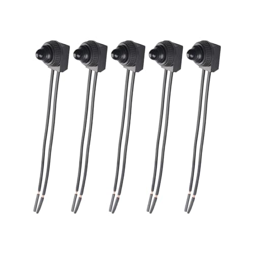 5 Stück Wasserdichte Drucktastenschalter, Mini Momentandrucktasten mit Vorgelöteten Drähten für Autotrompete, PC, Tischlampe, Schwarz von SEIWEI