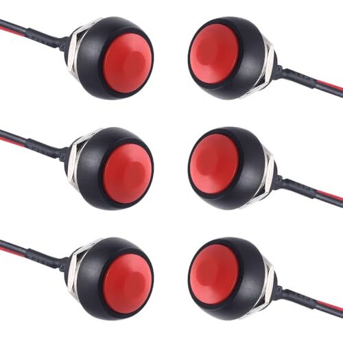 6 Stück Runder Moment-Druckschalter mit Vorverdrahtung 3 A/125 V Geeignet für Tischlampen, Haushaltsgeräte, Transportfahrzeuge (Schwarz Rot Blau Gelb Weiß Grün) von SEIWEI