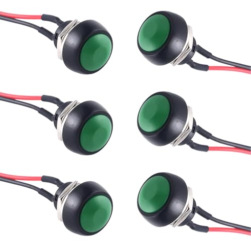 6 Stück Runder Moment-Druckschalter mit Vorverdrahtung 3 A/125 V Geeignet für Tischlampen, Haushaltsgeräte, Transportfahrzeuge (Schwarz Rot Blau Gelb Weiß Grün) von SEIWEI