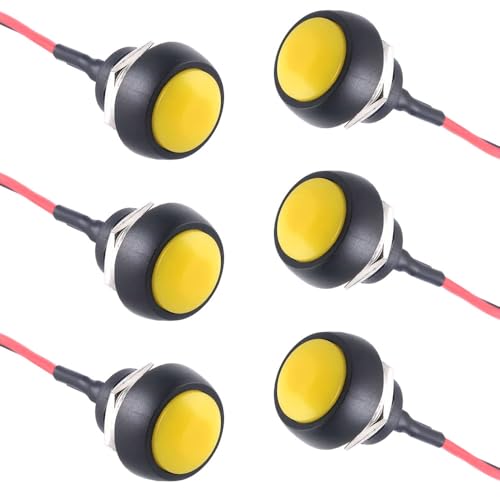 6 Stück Runder Moment-Druckschalter mit Vorverdrahtung 3 A/125 V Geeignet für Tischlampen, Haushaltsgeräte, Transportfahrzeuge (Schwarz Rot Blau Gelb Weiß Grün) von SEIWEI