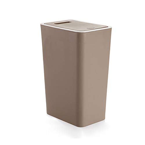 8 Liter Touch Top Mülleimer Kunststoff Mülleimer Papierabfalleimer Rechteck Mülleimer für Zuhause, Küche und Büro (Braun) von SEIWEI