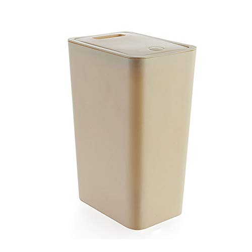 8 Liter Touch Top Abfalleimer Kunststoff Papierabfalleimer Rechteck Mülleimer für Zuhause, Küche und Büro (Beige) von SEIWEI