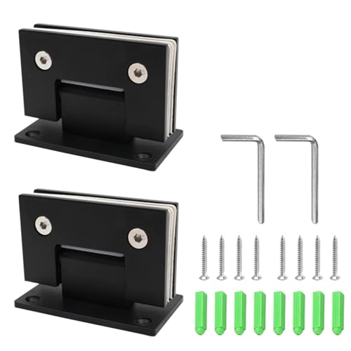 90 Grad Türscharniere für 8-12mm Duschtür, Schwarz Glastür Scharniere mit Schrauben, Wand zu Glas (2er Pack) von SEIWEI