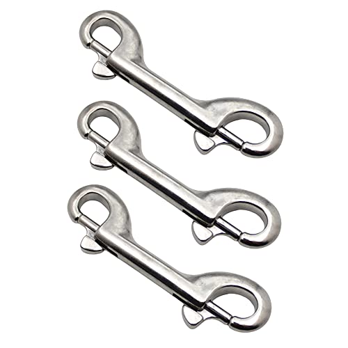 Doppel Karabiner Ketten Schnapphaken 100mm Edelstahl Bolzenschnapper Silber Glänzend Doppelhaken für Hundeleinen Gurtband Taschen Gurte - 3er Set von SEIWEI