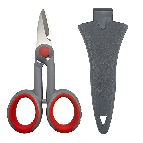Elektriker-Schere, robuste gezackte Kante, Angelschnurschere mit Schutzabdeckung, Mehrzweck-Tackle-Outdoor-Werkzeug für Angelschnur, Kupferdraht, Grau Elektriker-Schere, robuste gezackte Kante, Angelschnurschere mit Schutzabdeckung, Mehrzweck-Tackle-Outdoor-Werkzeug für Angelschnur, Kupferdraht, Grau von SEIWEI