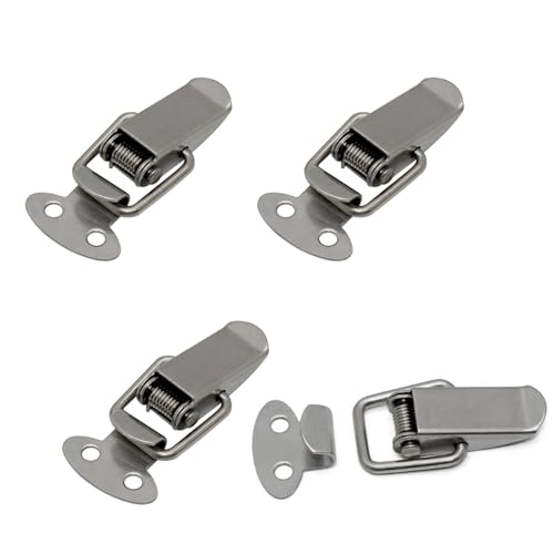Hebelverschluss Federbelastet Silber, Spannverschluss Kistenverschluss aus Edelstahl, Möbel Zubehör für Schrank Case Box Toolbox Schublade Schrank (4er Pack) von SEIWEI