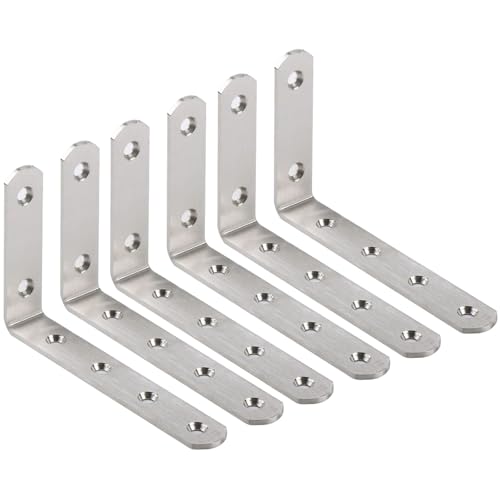 L-förmige Winkelverbinder aus Edelstahl, 150*100*25mm Befestigungswinkel Eckwinkel, Möbelzubehör (6er Pack) von SEIWEI