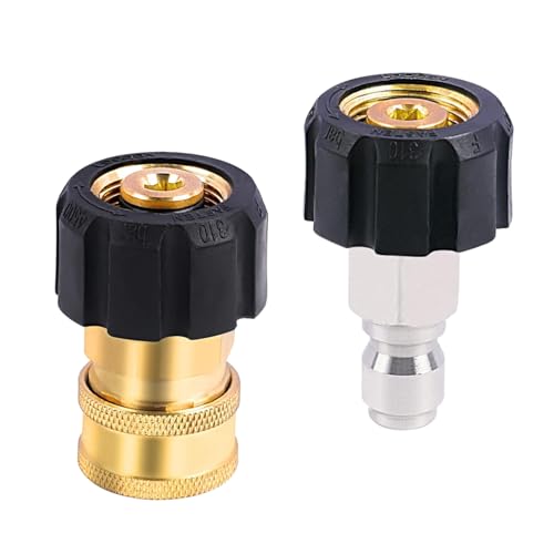 M22 auf 3/8 zoll Hochdruckreiniger Schnellkupplung Set, Wasserschlauch und Pistole Schnellverschluss Gartenschlauch Adapter (2er Pack, 14mm) von SEIWEI