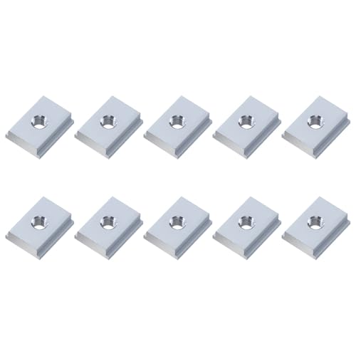 M8 T-Schiene Gleitmuttern, T-nutmuttern Stecknuss T-Nut-Mutter aus Aluminiumlegierung, Holzbearbeitungswerkzeuge (10er Pack, silber) von SEIWEI