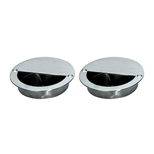 Muldengriff Rund Edelstahl 9cm Silber Griffmulde Einlassgriff mit Befestigungsschrauben Möbelgriff Muschelgriff für Kabinett Schubladen Schrank Kleiderschrank, 2er Pack von SEIWEI