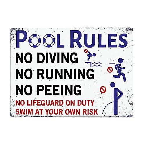 Pool Rules Swim Blechschild, Pool Wissen Metall Blechschild, Pool Rules Planing Education, Swimming Pool Rules Sign for Outdoor Security Farm Yard Warning Decoratives (01 von SEIWEI
