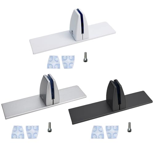 SEIWEI 3 Stück T-förmige Schreibtisch Partition Klammer, Aluminiumlegierung Freistehende Trennwand Basishalterung mit freistehenden Basis für 2-25mm Partition (Weiß+Silber+Schwarz) von SEIWEI