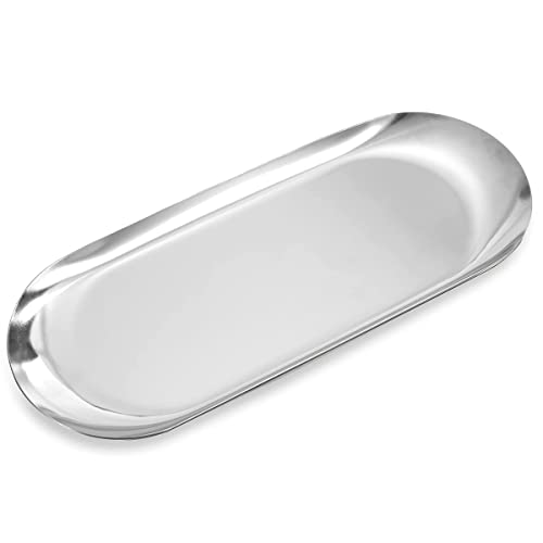 SEIWEI Edelstahl-Organizer-Tablett, ovaler Metall-Aufbewahrungshalter zur Aufbewahrung von Kosmetika, Schmuck, Parfümflaschen von SEIWEI