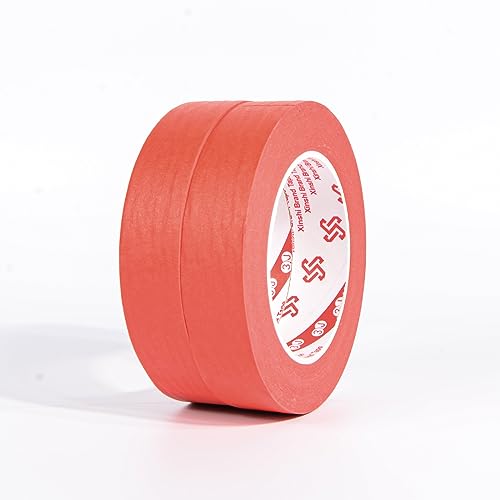 SEIWEI Kreppband Malerkrepp 2 Stück 50 m Farbiges Abdeckband Abklebeband Klebeband Dekobänder für Kunst, Handwerk, Malerarbeiten, Renovieren und Dekoration [Rot, 25mm] von SEIWEI