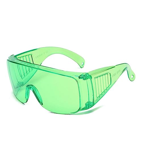 Schutzbrille Laborbrille Überbrille mit Großem Sichtfeld für Brillenträger Baustelle, Werkstatt, Fahrrad-Fahren, Joggen und Industriearbeit (Grün) von SEIWEI
