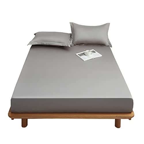 SEJAS Fitted Sheet,100% Cotton, spannbettlaken,Elastic,bettlaken,for Bed (Space Gray,200 x 220 cm) von SEJAS