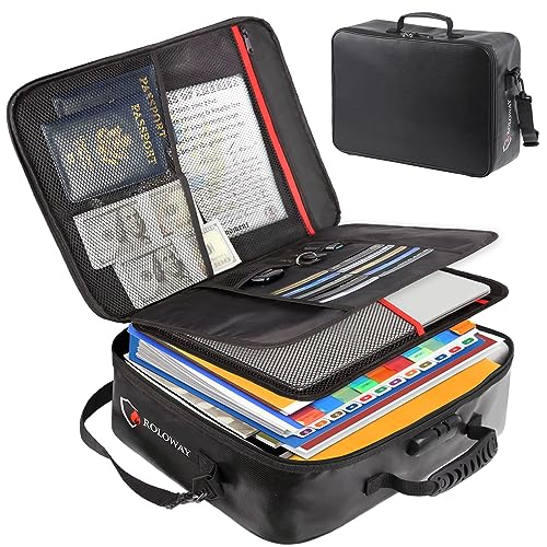 SEKAM Feuerfeste Dokumententasche mit Schloss (43 x 30 x 12.7 cm), Aufbewahrungstasche für Wichtige Dokumente mit Mehrlagigen Organizern (Schwarz) von SEKAM