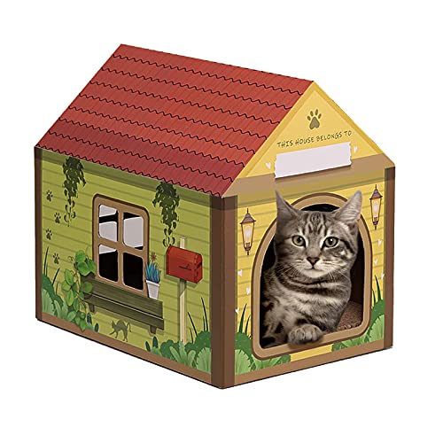 SEKAM Katzenhaus aus Karton mit Kratzer/Katzenminze, 41,5 cm L x 30,5 cm B x 38,1 cm H, Waldhütte, personalisierter Namensraum für Hauskatzen SEKAM Katzenhaus aus Karton mit Kratzer/Katzenminze, 41,5 cm L x 30,5 cm B x 38,1 cm H, Waldhütte, personalisierter Namensraum für Hauskatzen von SEKAM