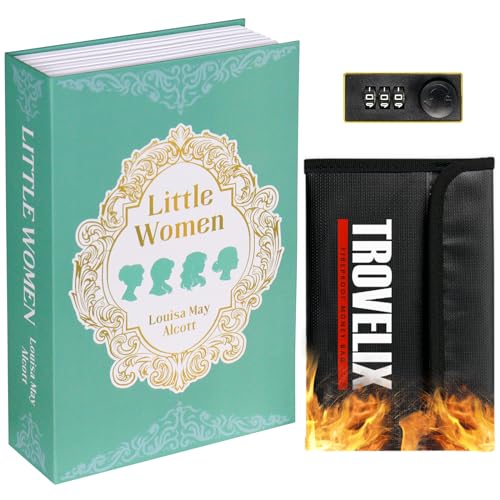 Sekam Book Safe with Combination Lock, Hidden Safe (24 x 15 x 5.5 cm) with Fireproof Bag, Secret Diversion Safe, Hollow Book Box Hidden Storage, Money Safe Box for Cash (Little Women) von SEKAM