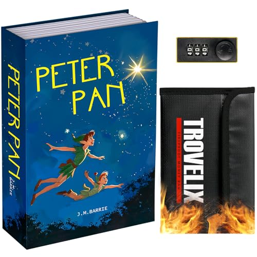 Sekam Buchtresor mit Zahlenschloss, Versteckter Safe (24 x 15 x 5,5 cm) mit Feuerfester Tasche, Buchbox Versteckte Aufbewahrung,Geldverstecke für Zuhause,Geldkassette Buchsafe für Bargeld (Peter Pan) von SEKAM