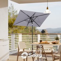 180 × 130 cm Sonnenschirm für Balkon, Terrasse & Garten, Windfest Kippbar upf 50+ Rechteckig, Hellgrau von SEKEY