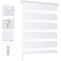 Doppelrollo Klemmfix ohne Bohren für Fenster ohne Bohren Doppelrollo Duo Rollo Jalousie Sonnenschutz, Weiß, 45x100cm von SEKEY