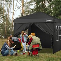Sekey - Pavillon 3 x 3 m mit 4 Seitenteile, Faltpavillon Pop Up Pavillon Faltbar - mit 4 Sandsäcke - Wasserdicht Stabil Winterfest, Schwarz von SEKEY