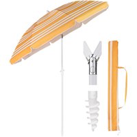 180 cm Sonnenschirm Stabil Strandschirm mit Bodenhülse & Schutzhülle für Balkon Garten & Terrasse Neigungswinkel und Höhe verstellbar, Sonnenschutz von SEKEY