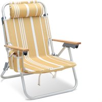 Sekey Alu Campingstuhl Faltbar Liege Klappstuhl, 3-stufig verstellbar, Strandstuhl mit Nackenkissen, Holz Armlehnen & Kühltaschen, Gelb Sekey Alu Campingstuhl Faltbar Liege Klappstuhl, 3-stufig verstellbar, Strandstuhl mit Nackenkissen, Holz Armlehnen & Kühltaschen, Gelb von SEKEY