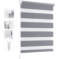 Doppelrollo Klemmfix ohne Bohre verdunkelnd Fensterrollo Seitenzugrollo für Fenster Grau, 105x210cm von SEKEY