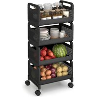 Sekey Küchenwagen Servierwagen auf Rollen, Rollwagen mit 4 Ebenen für Küche & Wohnzimmer, 25 x 35 x 84 cm von SEKEY