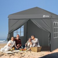 Sekey Pavillon 3 x 3 m mit 4 Seitenteile, Faltpavillon Pop Up Pavillon Faltbar - mit 5 Sandsäcke - Wasserdicht Stabil Winterfest, Grau von SEKEY