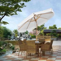 Sonnenschirm 300 cm Holz-Sonnenschirm Marktschirm Gartenschirm Terrassenschirm Rund UV50+, Creme - Sekey von SEKEY