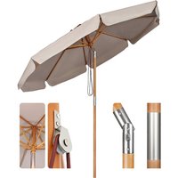 Sonnenschirm 300 cm Holz-Sonnenschirm Marktschirm Gartenschirm Terrassenschirm Rund UV50+, Taupe - Sekey von SEKEY