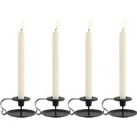 Set mit 4 Kerzenständern, antike schmiedeeiserne Kerzenständer mit Griffen und Tabletts – Schwarz von SELECT ZONE