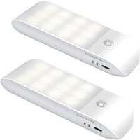 Wiederaufladbares LED-Nachtlicht, [2er-Pack] Automatisches Nachtlicht mit Bewegungssensor, AUTO/EIN/AUS, Schrankleuchte mit Magnetstreifen für von SELECT ZONE