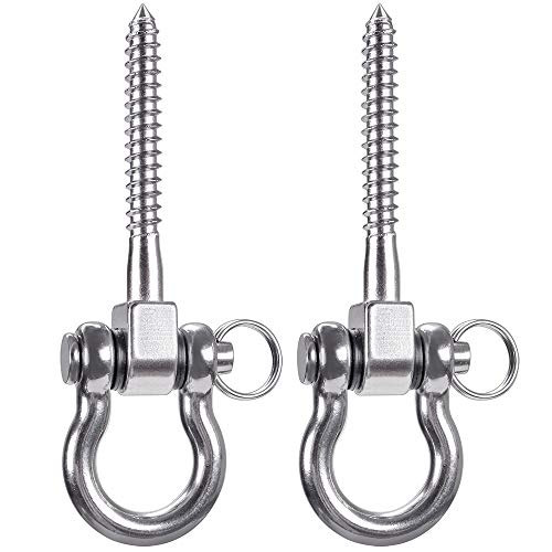 SELEWARE Set of 2 Permanent Antirust 304 Stainless Steel Screw Bracket Heavy Duty 180° Swing Hangers, 800kg Capacity Playground Yoga Hammock Rope Tire Web Chair Sandbag Punching Bag Porch Swing Sets von SELEWARE