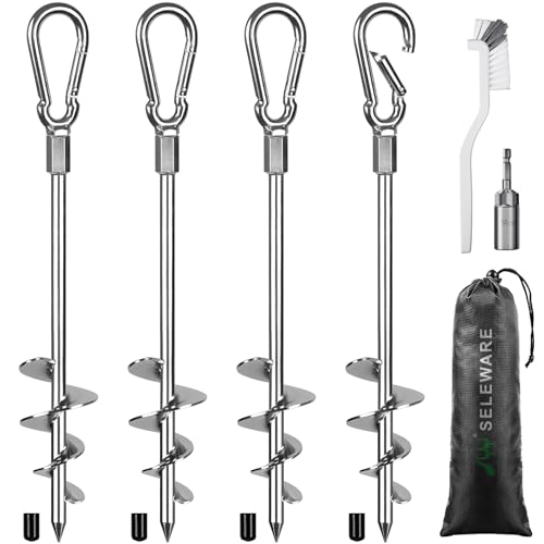 SELEWARE 4 Stück Zeltheringe Heringe Camping - Stark Zelt Heringe Schwere Erdanker Bodenanker Metall Bodenanker Trampolin für Camping Outdoor Wandern Trampoline Zelt Schuppen von SELEWARE