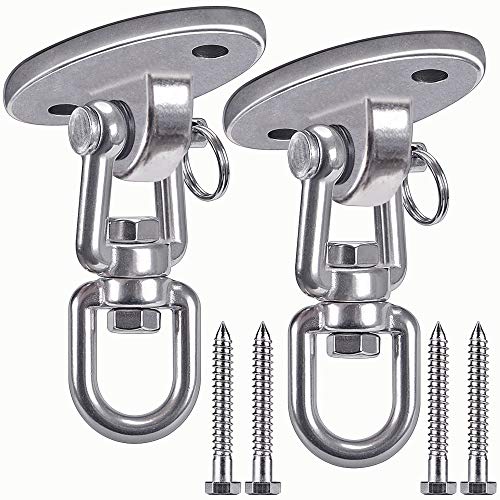 SELEWARE 2PCS Deckenhaken Schwerlast Schaukelhaken Holzbalken - Hängesessel Outdoor Drehhaken Boxsack Halterung Schaukelhaken Holzbalken hängematte Befestigung Deckenhalterung für Schaukel Gym 450KG von SELEWARE