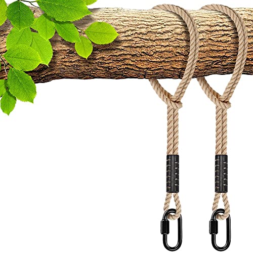 SELEWARE Hängemattengurte, 3.6 m Baumschaukelseil für Hängemattenstuhl-Hängeset, Verlängerungsseil mit Karabiner für drinnen und draußen, Spielplatz, Baumschaukeln, Camping-Hängemattenzubehör von SELEWARE
