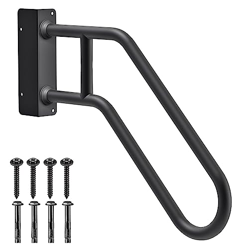 SELEWARE Robuste 76,2 cm Handläufe für den Außenbereich, 1-4 Stufen, rutschfeste Tür-Eckwandhalterung, Treppenhandgeländer, U-förmiger Sicherheitsgriff für Garage, Veranda, Garten (Rechtshänder) von SELEWARE