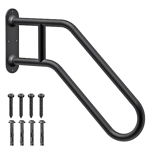 SELEWARE Robuste rutschfeste Handläufe für den Außenbereich, 1-4 Stufen, 63,3 cm Wandhalterung, Treppenhandgeländer, Haltegriffe, U-förmiger Sicherheitsgriff für Garage, Veranda, Garten von SELEWARE