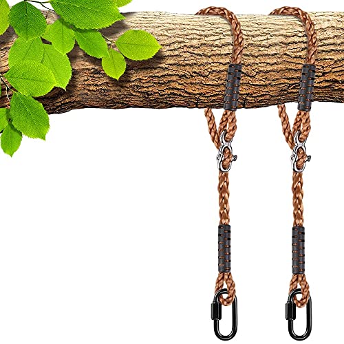 SELEWARE 2er Schaukel Befestigung Seil Hängematte - Verstellbares Seil Baumschaukel mit Karabiner Hängesessel Aufhängung Hält Schaukelaufhängung Baum für Spielplatz Schaukeln Hängematten Yoga 150CM von SELEWARE