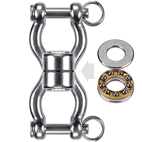 SELEWARE Silent Bearing Swing Swivel, Edelstahl 1200LB 360 ° Rotationsgerät Hängezubehör mit 2 abnehmbaren Schnallen für Tree Swing, Hängesessel, Kletterseil, Yoga, Kids Swing Swivel von SELEWARE