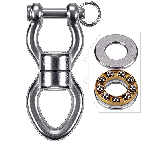 SELEWARE Silent Bearing Swing Swivel, Edelstahl 1200LB 360 ° Rotationsgerät Hängezubehör mit Abnehmbarer Schnalle für Tree Swing, Hängesessel, Kletterseil, Yoga, Kids Swing Swivel von SELEWARE