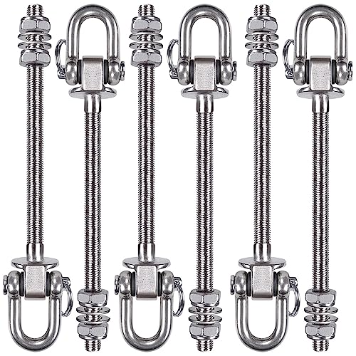 SELEWARE Strapazierfähiger Schaukel Aufhänger aus Edelstahl, Schaukelhaken für Holzbalken und Stahlträger, Yoga-Hängematte, Boxsack, Veranda, Schaukeln, 6 Stück von SELEWARE