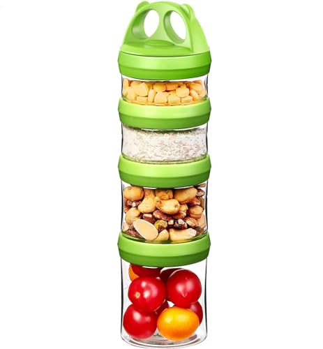 Tritan Frischhaltedosen Snack Aufbewahrungsbox Vorratsdosen Set, Twist lock 4-teilig Stapelbar, 100% BPA-Frei, Luftdicht, Auslaufsicher, Geeignet für Mikrowelle, Gefrierschrank und Spülmaschine von SELEWARE